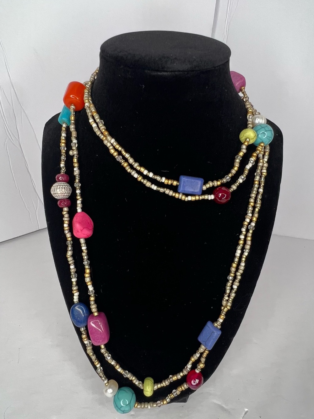 Chicos Necklace Colorful Beaded Single or Double Strand Boho Beach Vacation